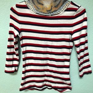 UO BDG Striped 3/4 Sleeve Striped Boatneck Top